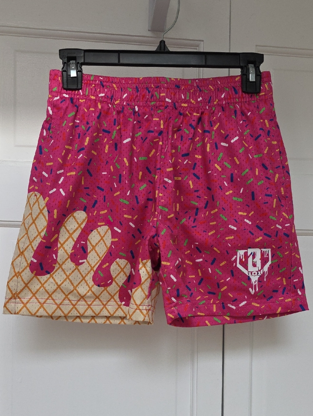 Kids Pink Sprinkle Ice Cream Print Shorts